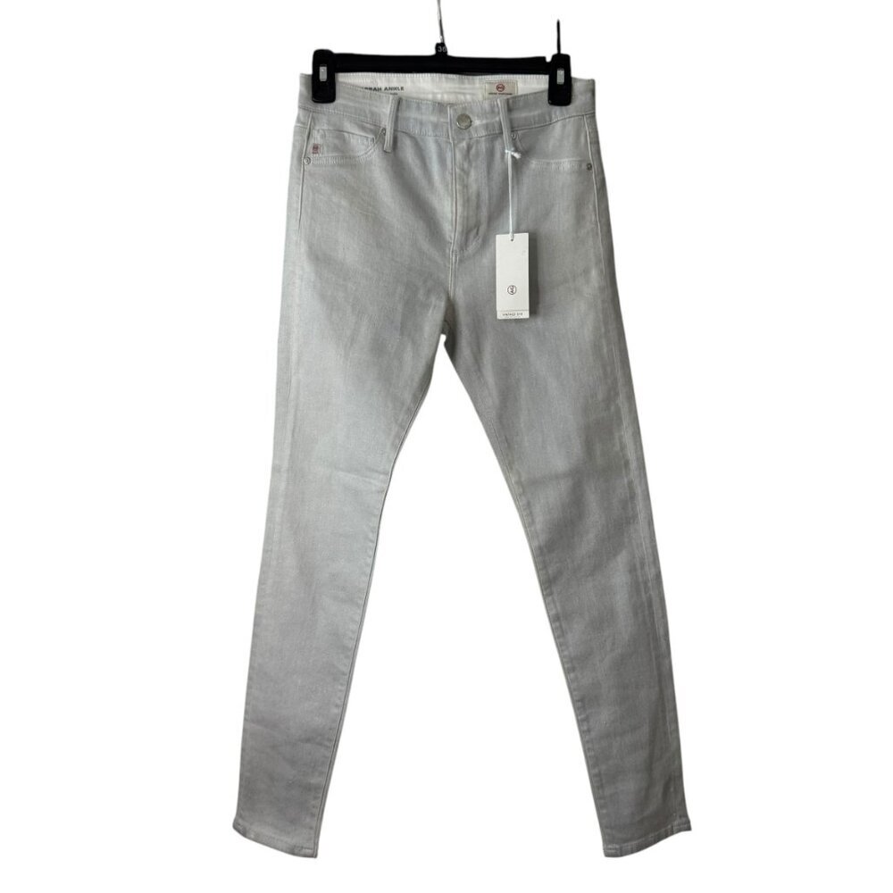 AG: Farrah Skinny Ankle Jeans Luminous Fade to Grey. SIZE:27